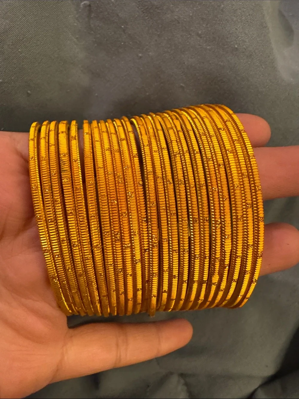 Brand new India Pakistani metallic yellow Stackable Women's Bangle Bracelet Set